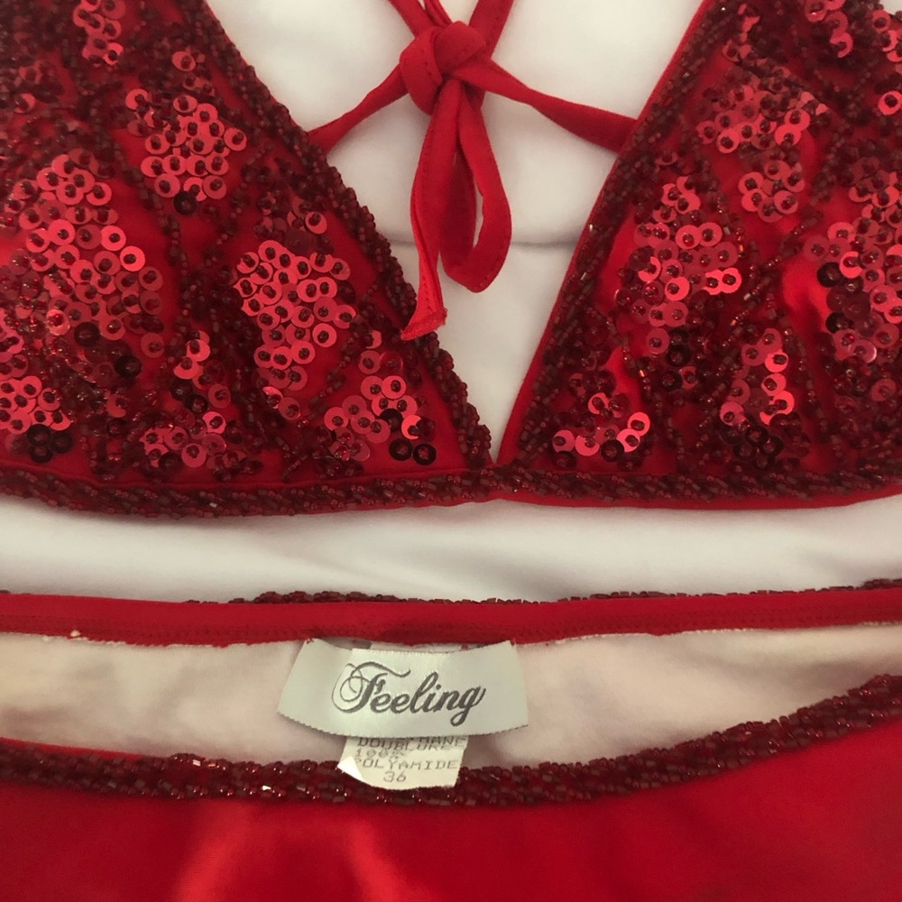 Red Sequin Intimate Set